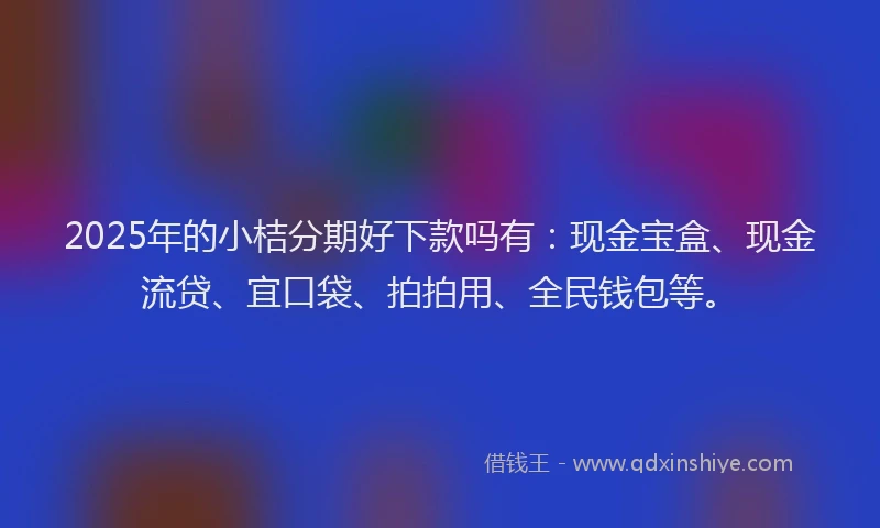 2025年的小桔分期好下款吗有：现金宝盒、现金流贷、宜口袋、拍拍用、全民钱包等。