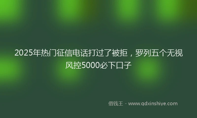 2025年热门征信电话打过了被拒，罗列五个无视风控5000必下口子