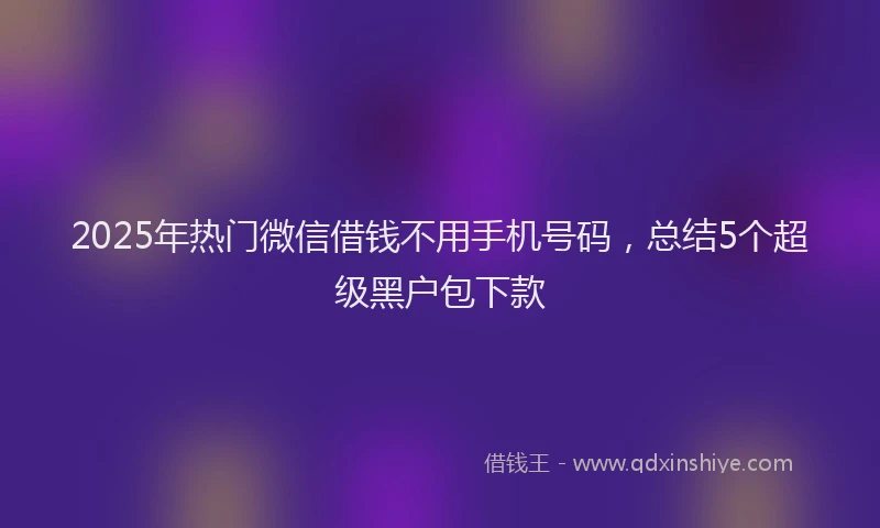 2025年热门微信借钱不用手机号码，总结5个超级黑户包下款