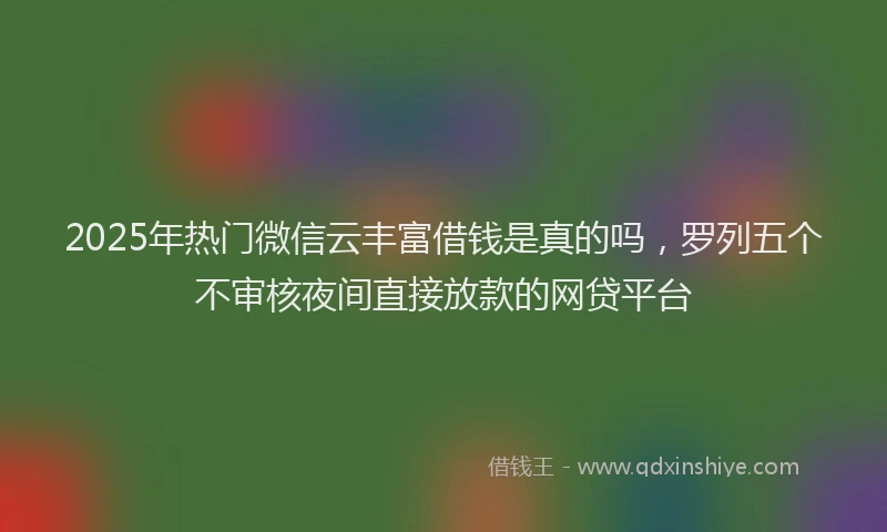 2025年热门微信云丰富借钱是真的吗，罗列五个不审核夜间直接放款的网贷平台