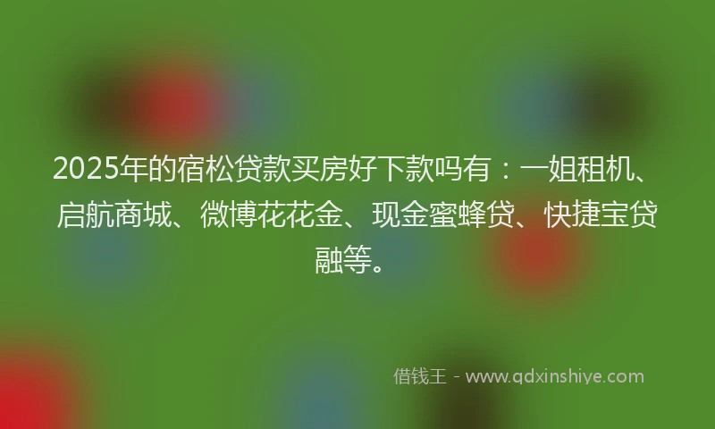 2025年的宿松贷款买房好下款吗有：一姐租机、启航商城、微博花花金、现金蜜蜂贷、快捷宝贷融等。