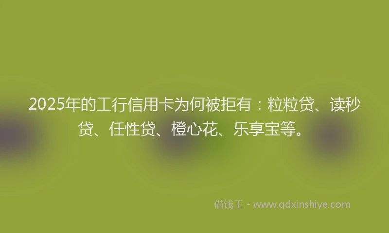 2025年的工行信用卡为何被拒有：粒粒贷、读秒贷、任性贷、橙心花、乐享宝等。