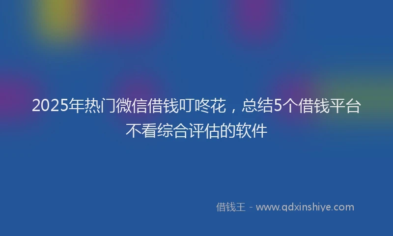 2025年热门微信借钱叮咚花，总结5个借钱平台不看综合评估的软件