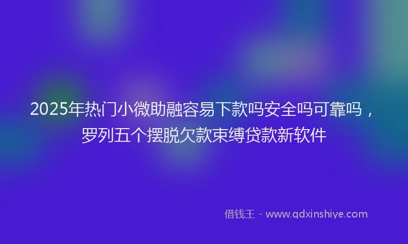 2025年热门小微助融容易下款吗安全吗可靠吗，罗列五个摆脱欠款束缚贷款新软件