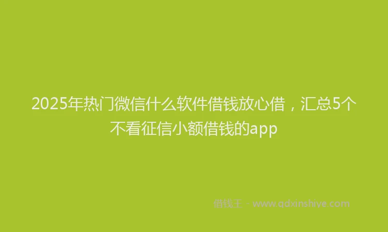 2025年热门微信什么软件借钱放心借，汇总5个不看征信小额借钱的app