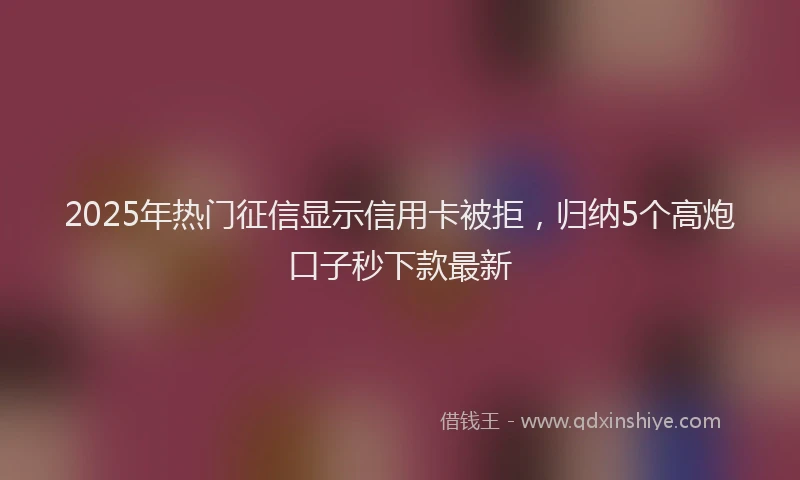 2025年热门征信显示信用卡被拒，归纳5个高炮口子秒下款最新