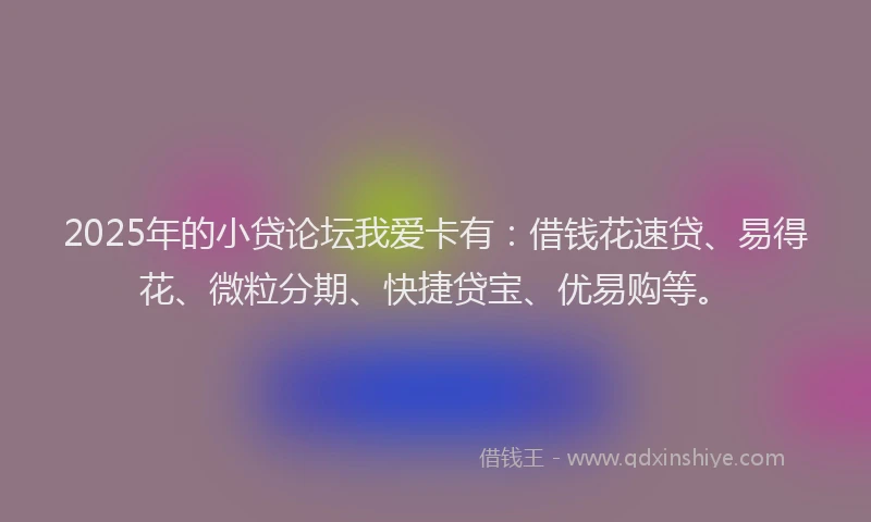 2025年的小贷论坛我爱卡有：借钱花速贷、易得花、微粒分期、快捷贷宝、优易购等。
