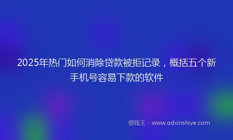 2025年热门如何消除贷款被拒记录，概括五个新手机号容易下款的软件