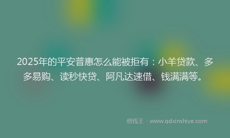 2025年的平安普惠怎么能被拒有：小羊贷款、多多易购、读秒快贷、阿凡达速借、钱满满等。