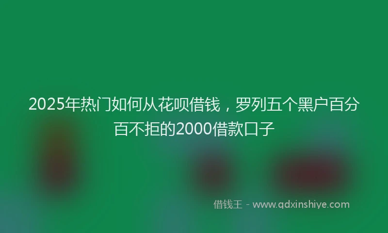 2025年热门如何从花呗借钱，罗列五个黑户百分百不拒的2000借款口子