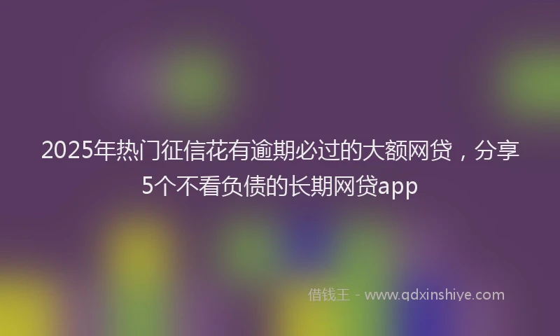 2025年热门征信花有逾期必过的大额网贷，分享5个不看负债的长期网贷app