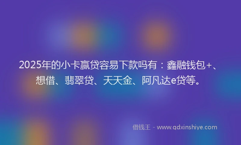 2025年的小卡赢贷容易下款吗有：鑫融钱包+、想借、翡翠贷、天天金、阿凡达e贷等。