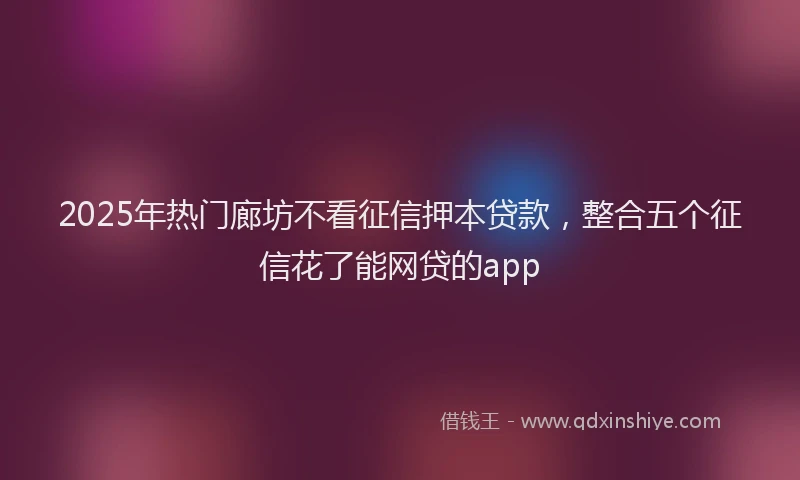 2025年热门廊坊不看征信押本贷款，整合五个征信花了能网贷的app