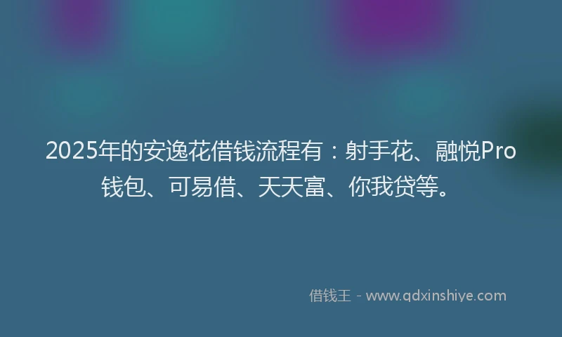 2025年的安逸花借钱流程有：射手花、融悦Pro钱包、可易借、天天富、你我贷等。