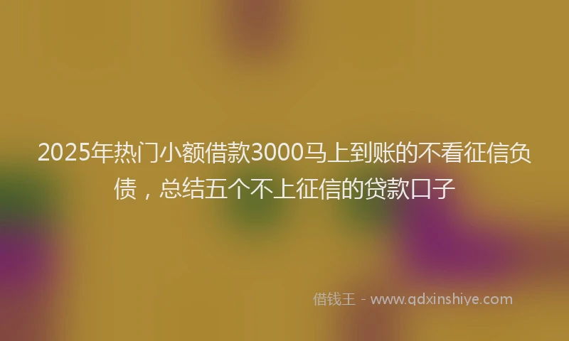 2025年热门小额借款3000马上到账的不看征信负债，总结五个不上征信的贷款口子
