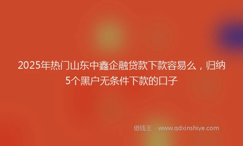 2025年热门山东中鑫企融贷款下款容易么，归纳5个黑户无条件下款的口子
