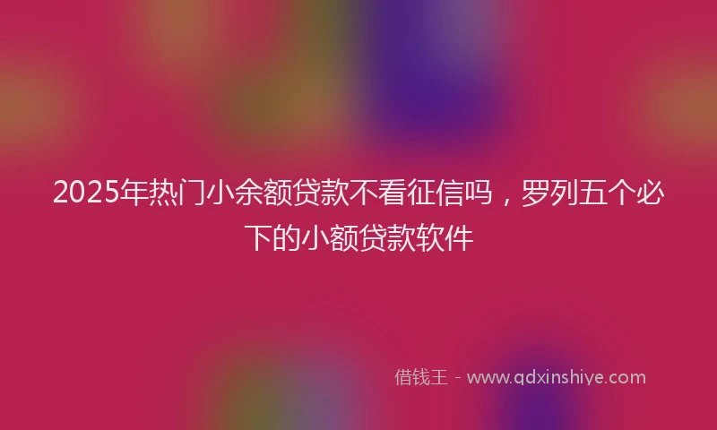 2025年热门小余额贷款不看征信吗，罗列五个必下的小额贷款软件