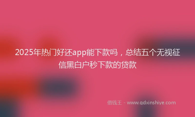 2025年热门好还app能下款吗，总结五个无视征信黑白户秒下款的贷款