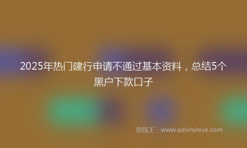 2025年热门建行申请不通过基本资料，总结5个黑户下款口子