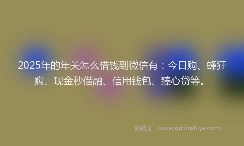 2025年的年关怎么借钱到微信有：今日购、蜂狂购、现金秒借融、信用钱包、臻心贷等。