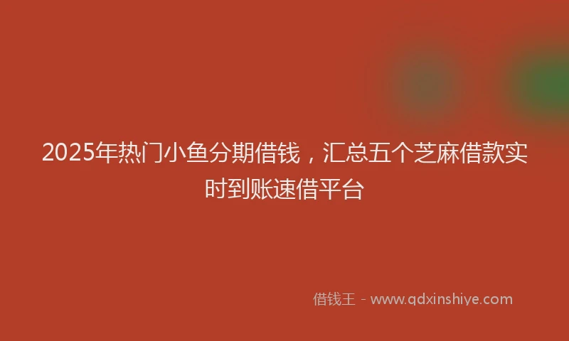 2025年热门小鱼分期借钱，汇总五个芝麻借款实时到账速借平台