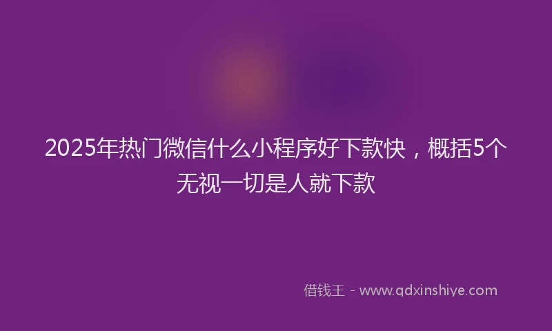 2025年热门微信什么小程序好下款快，概括5个无视一切是人就下款