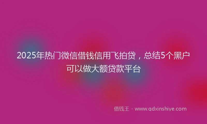 2025年热门微信借钱信用飞拍贷，总结5个黑户可以做大额贷款平台