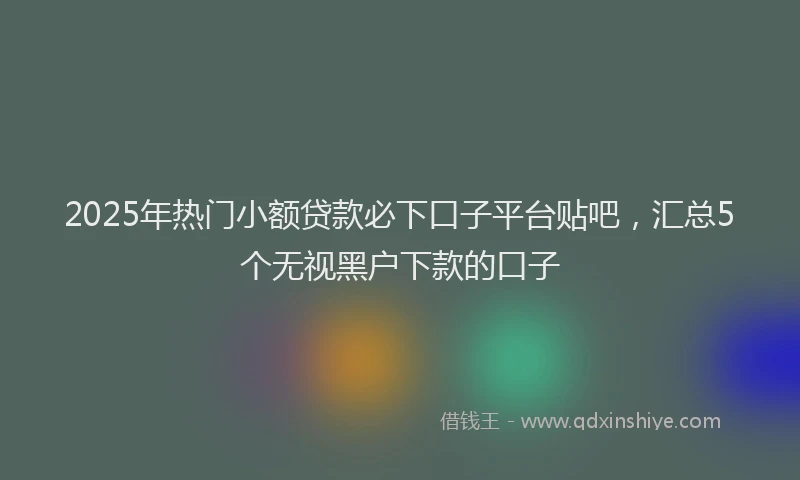 2025年热门小额贷款必下口子平台贴吧，汇总5个无视黑户下款的口子