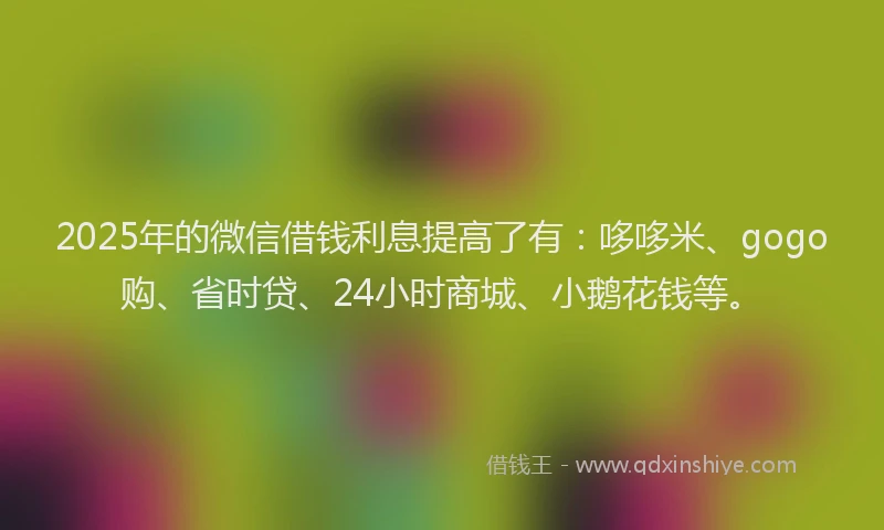 2025年的微信借钱利息提高了有：哆哆米、gogo购、省时贷、24小时商城、小鹅花钱等。