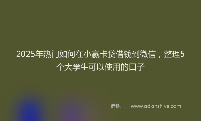 2025年热门如何在小赢卡贷借钱到微信，整理5个大学生可以使用的口子