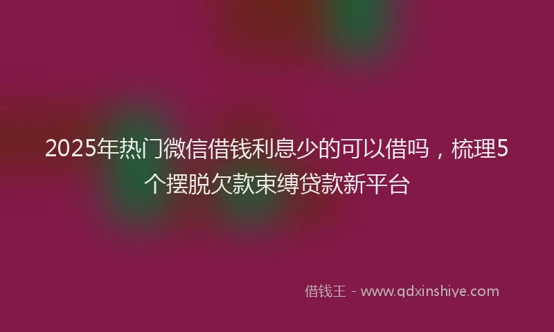 2025年热门微信借钱利息少的可以借吗，梳理5个摆脱欠款束缚贷款新平台