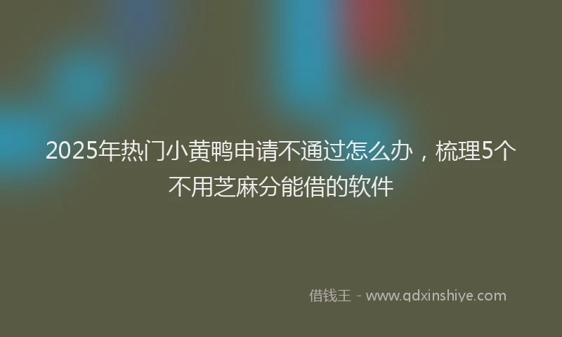 2025年热门小黄鸭申请不通过怎么办，梳理5个不用芝麻分能借的软件