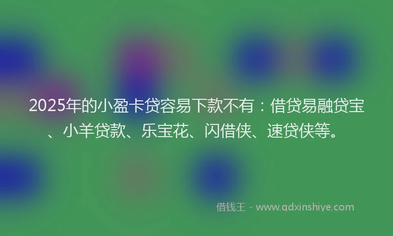 2025年的小盈卡贷容易下款不有：借贷易融贷宝、小羊贷款、乐宝花、闪借侠、速贷侠等。