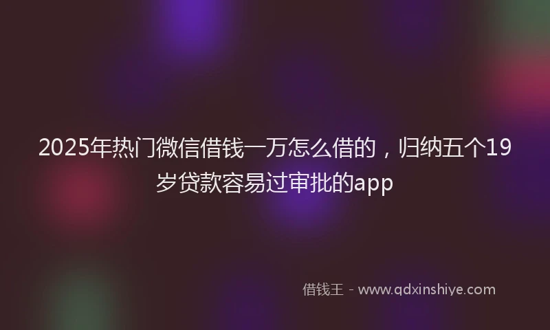 2025年热门微信借钱一万怎么借的，归纳五个19岁贷款容易过审批的app