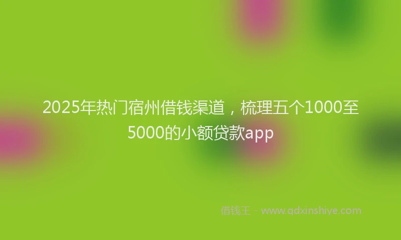 2025年热门宿州借钱渠道，梳理五个1000至5000的小额贷款app