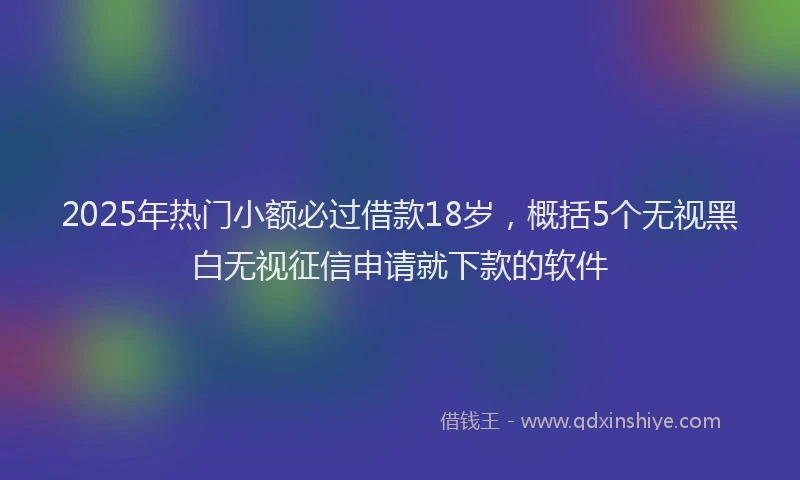 2025年热门小额必过借款18岁，概括5个无视黑白无视征信申请就下款的软件