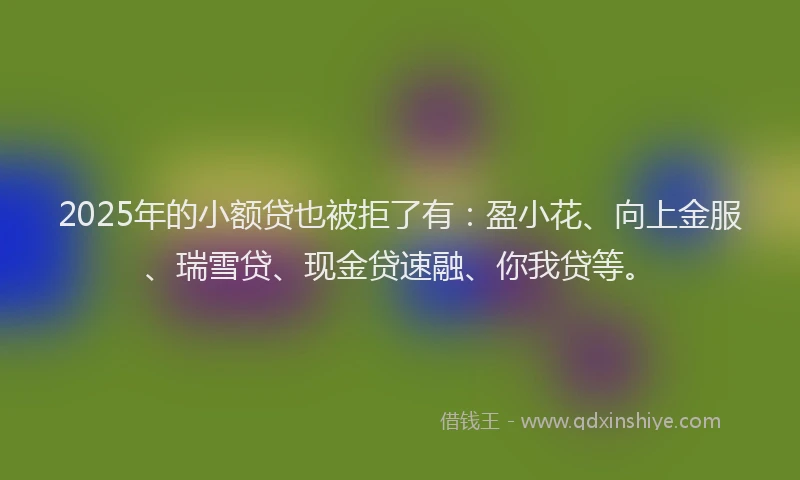 2025年的小额贷也被拒了有：盈小花、向上金服、瑞雪贷、现金贷速融、你我贷等。