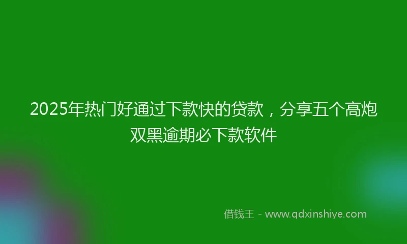 2025年热门好通过下款快的贷款，分享五个高炮双黑逾期必下款软件