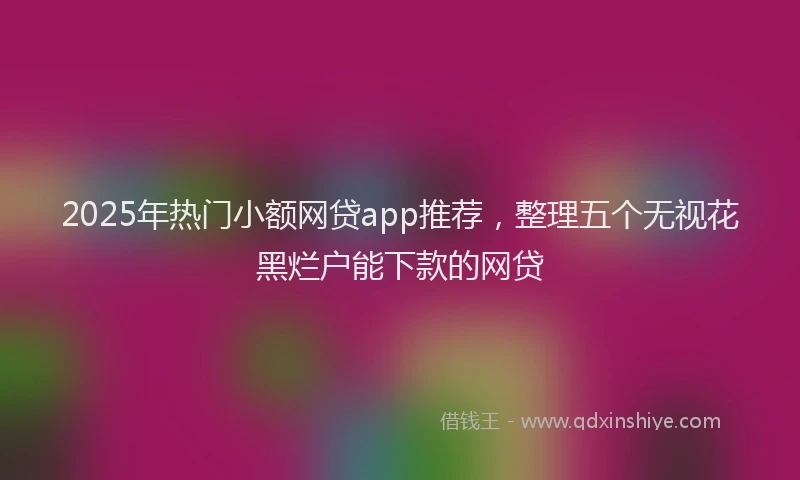 2025年热门小额网贷app推荐，整理五个无视花黑烂户能下款的网贷