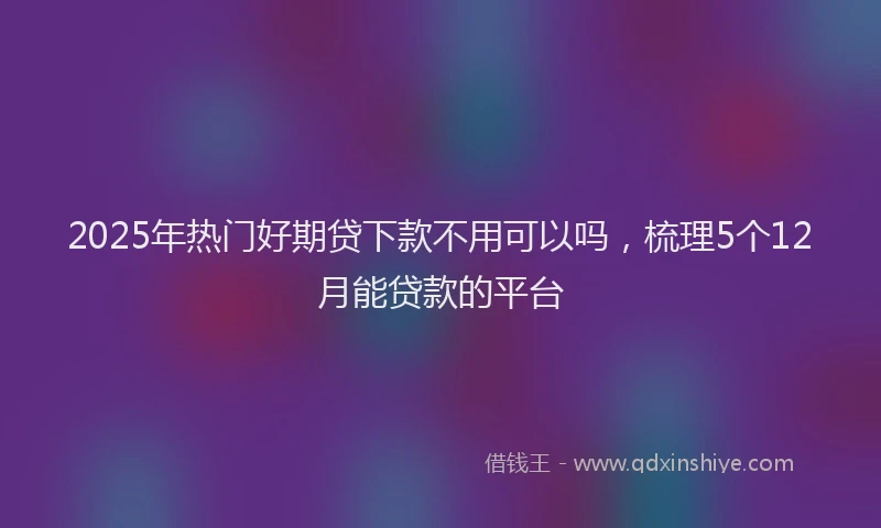 2025年热门好期贷下款不用可以吗，梳理5个12月能贷款的平台