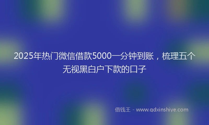 2025年热门微信借款5000一分钟到账，梳理五个无视黑白户下款的口子
