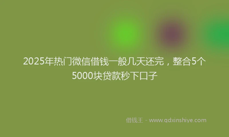2025年热门微信借钱一般几天还完，整合5个5000块贷款秒下口子