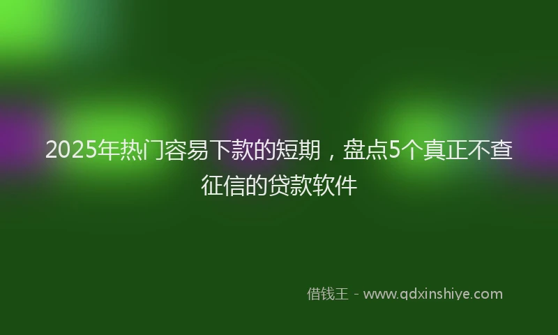 2025年热门容易下款的短期，盘点5个真正不查征信的贷款软件