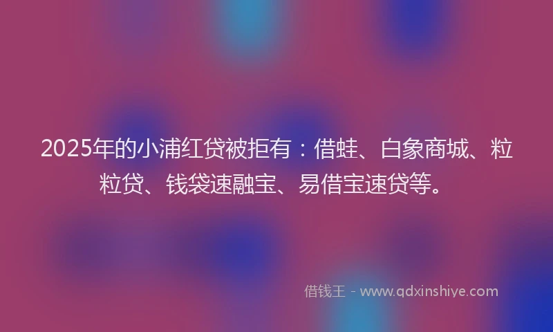 2025年的小浦红贷被拒有：借蛙、白象商城、粒粒贷、钱袋速融宝、易借宝速贷等。