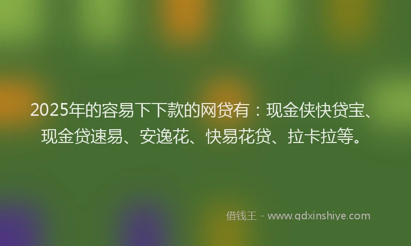2025年的容易下下款的网贷有：现金侠快贷宝、现金贷速易、安逸花、快易花贷、拉卡拉等。