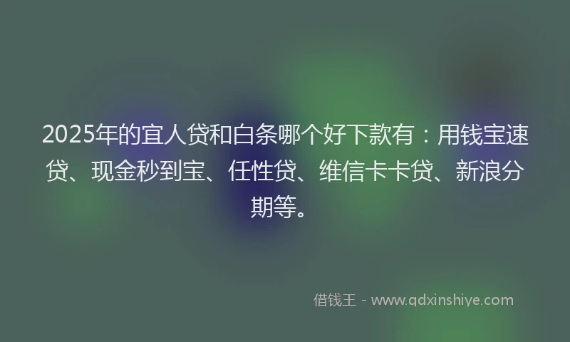 2025年的宜人贷和白条哪个好下款有：用钱宝速贷、现金秒到宝、任性贷、维信卡卡贷、新浪分期等。
