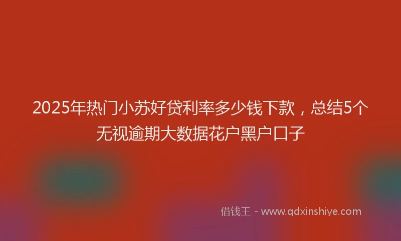 2025年热门小苏好贷利率多少钱下款，总结5个无视逾期大数据花户黑户口子