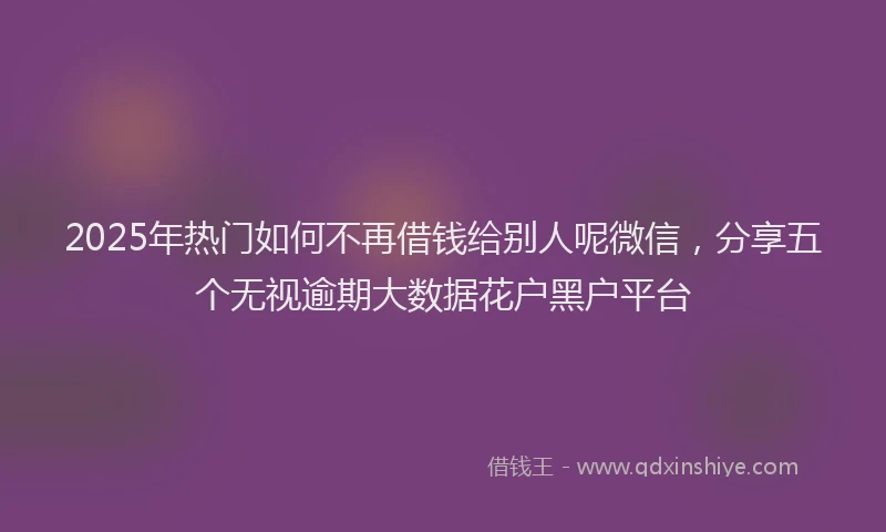 2025年热门如何不再借钱给别人呢微信，分享五个无视逾期大数据花户黑户平台