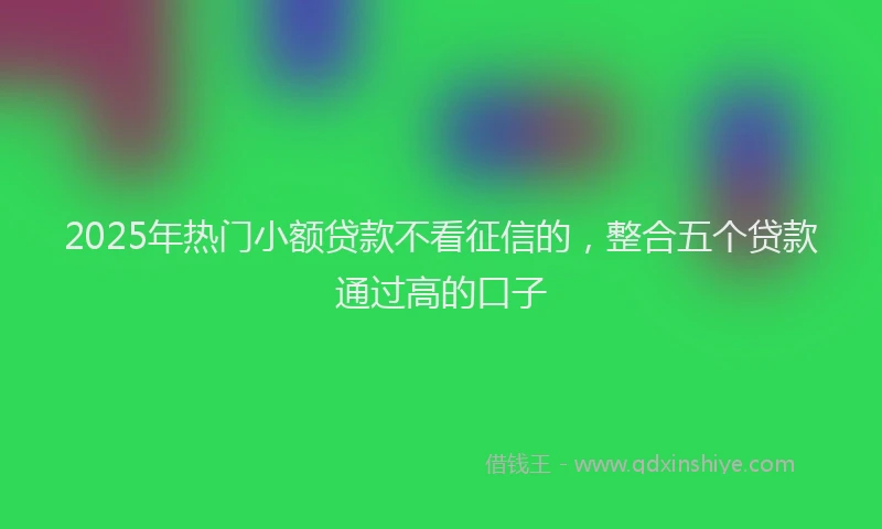 2025年热门小额贷款不看征信的，整合五个贷款通过高的口子