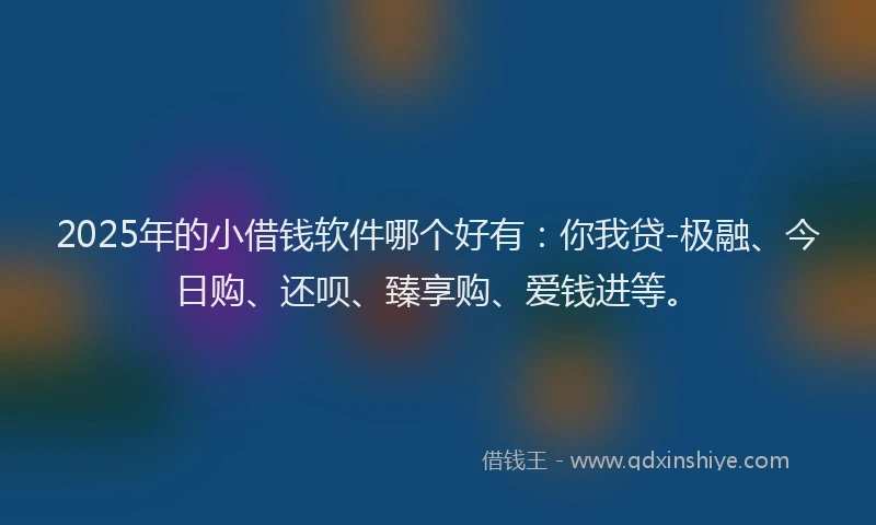 2025年的小借钱软件哪个好有：你我贷-极融、今日购、还呗、臻享购、爱钱进等。
